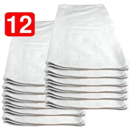 Comfitwear White Cotton Bar Mops, Terry Towels, 16 in. X 19 in., 12PK BMW-TOW-12
